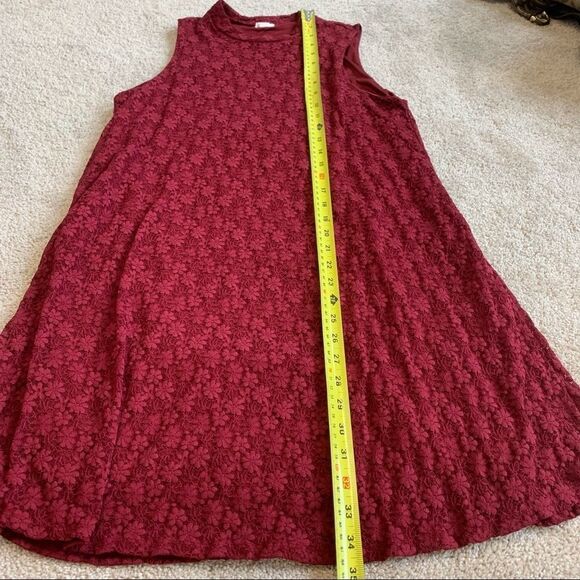 MAROON burgundy sleeveless lace dress size large - Picture 9 of 9